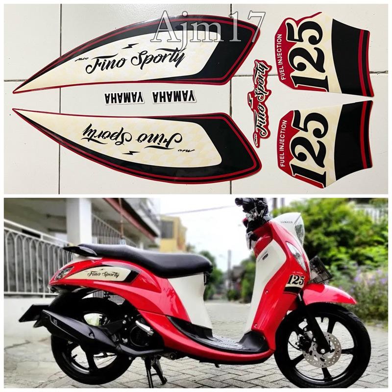 Stiker Striping Motor Yamaha Fino FI 125 2021 2022 2023 Merah Full Body - Motorcycle
