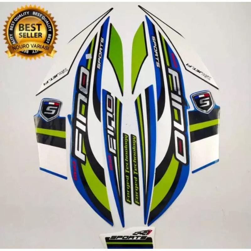 Stiker Striping Motor Yamaha Fino FI 125 Tahun 2015 Hitam Biru Full Body - Motorcycle