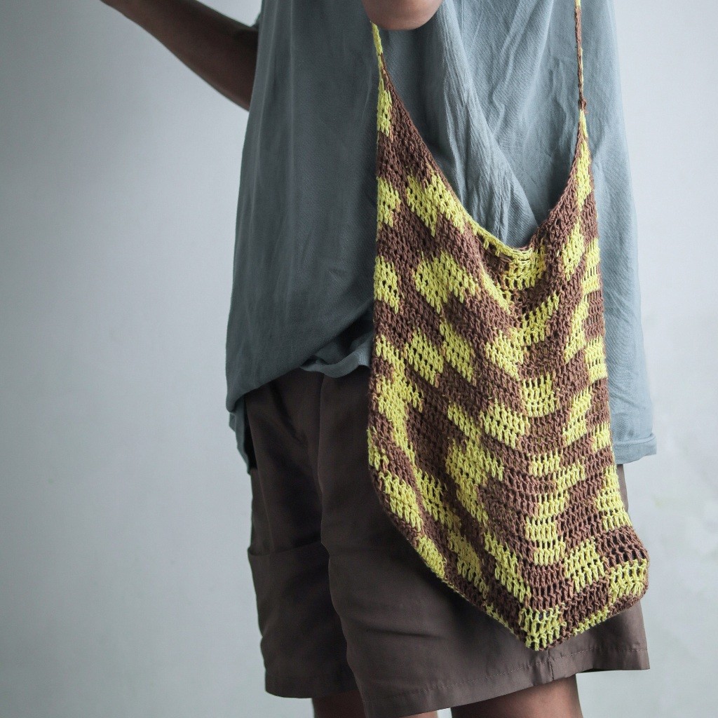 Tas Noken Selempang Bahu Rimba Etnik Papua Rajut Handmade Pria Wanita