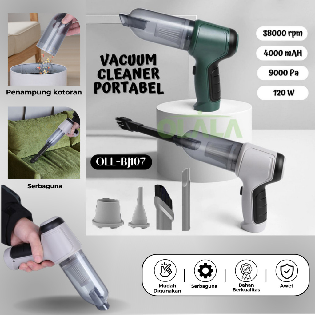 VACUUM CLEANER 3 IN 1 CORDLESS USB CHAGER HEPA FILTER ANTI TUNGAU DEBU OLL-BJ107