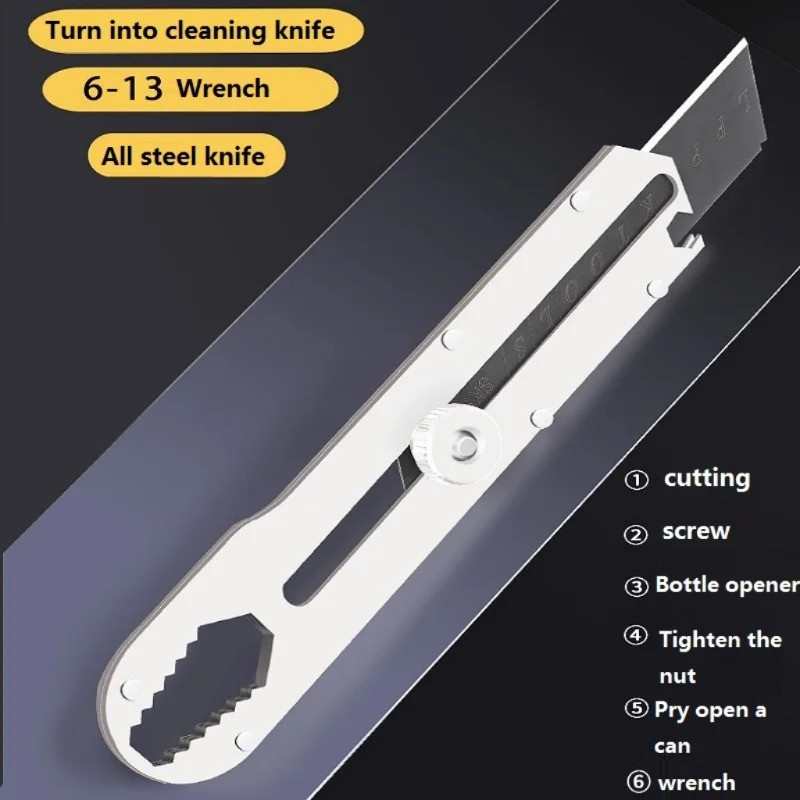 

Pisau Cutter Stainless Besar 9in1 Super Tajam Tahan Karat / Penggaris Screw Buka Kaleng Tutup Botol Baut Sekrup Mur Cuter Kater Kunci Heksagonal Alat Potong Kertas Unboxing Packing Bangunan Stainless Baja Knife Pack Kardus Buble Plastik Kabel Iris Jumbo