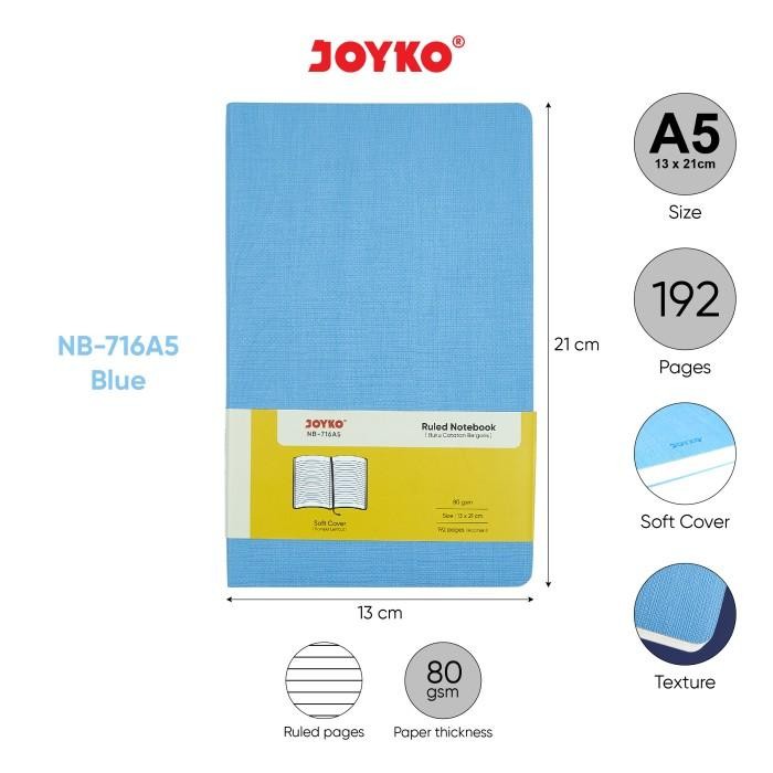 

R P e Buku Tulis Catatan Bergaris Ruled Notebook Joyko NB-716 A5~A6 - A5-Ruled Blue