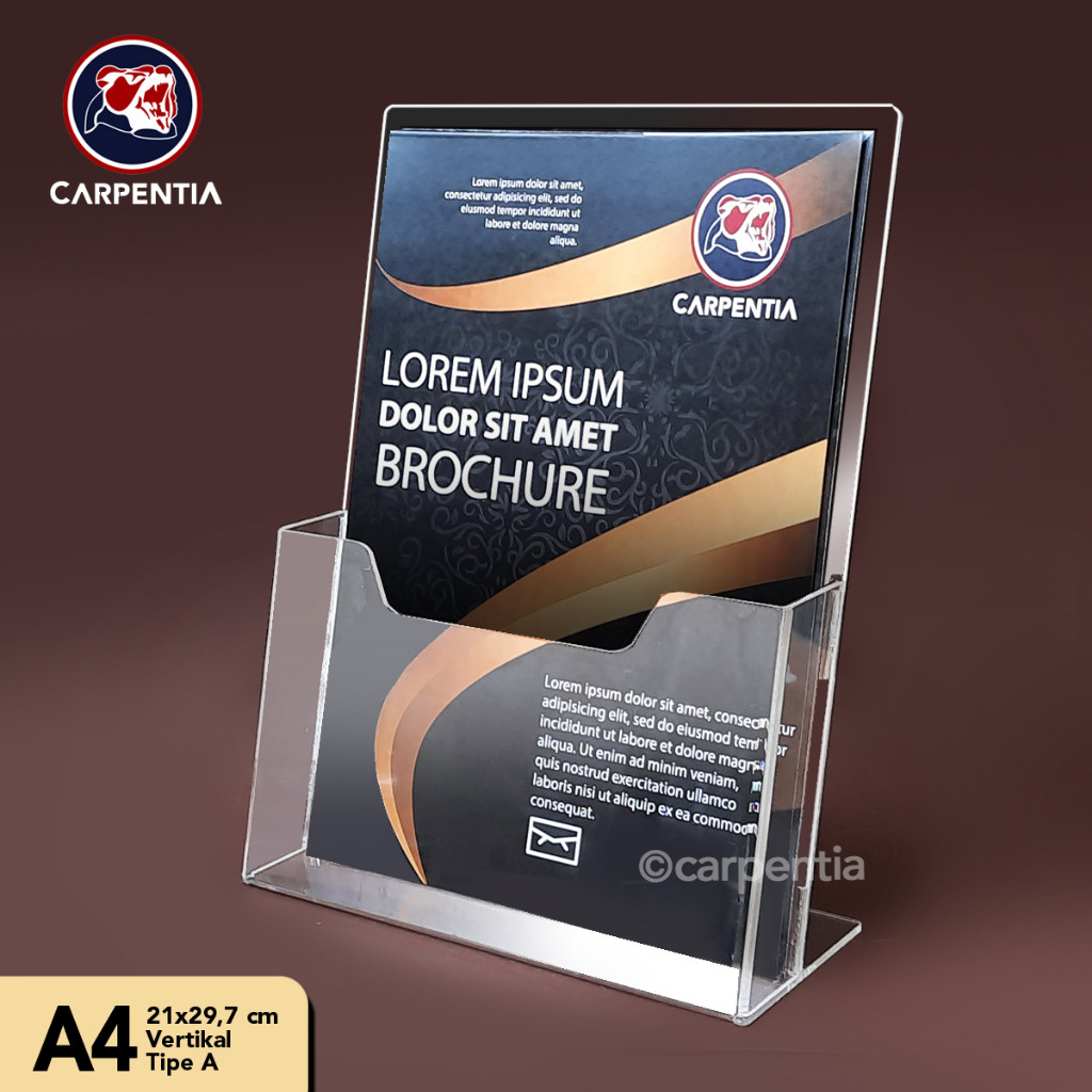 

Carpentia Brochure Holder Acrylic/Tempat Brosur Akrilik A4 - Tipe A Bening [Tebal Acrylic 3 mm]