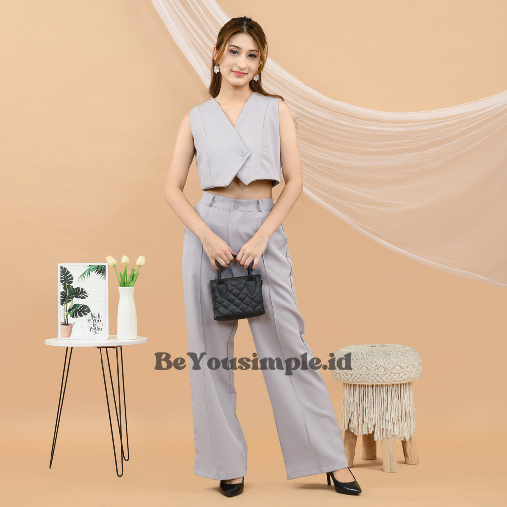 Setelan Celana Panjang Wanita Vest Set Blazer Set Casual Korea SET-102