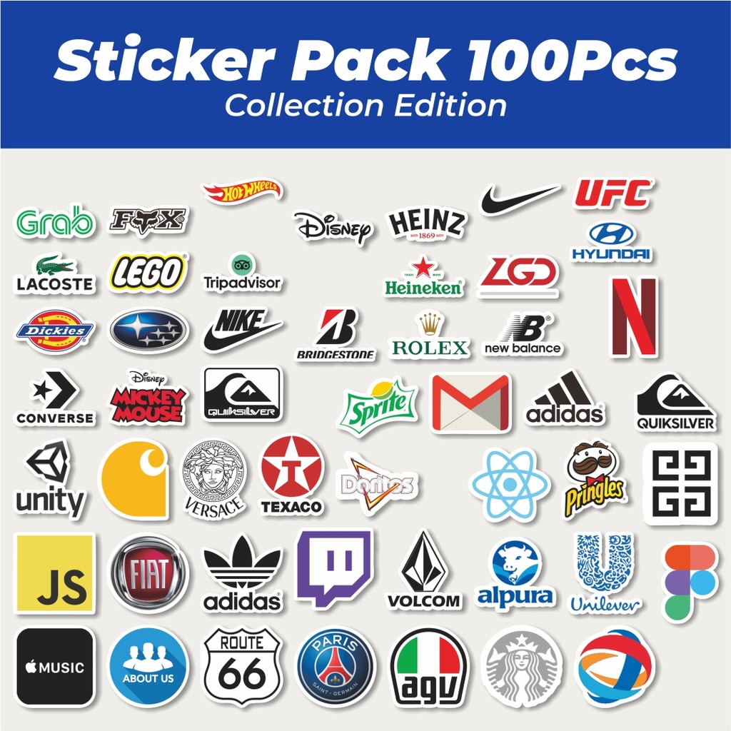 

Hot Sticker Motif logo Sticker Lucu Anti Air Stikers Berperekat Waterproof Sticker Decal Buat Motor Helm Buku Journal Koper Casing HP Laptop Botol Minum