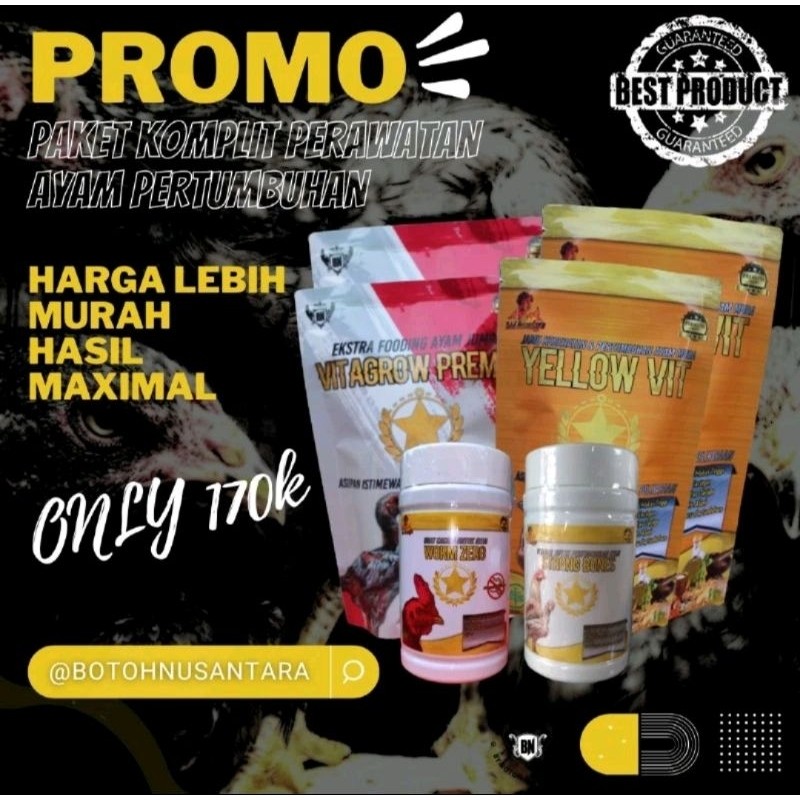 Obat Ayam Jawara Prima PAKET LENGKAP PERTUMBUHAN Pakan Vitamin Cacing Kalsium Tulang Kuat Tumbuh Tin