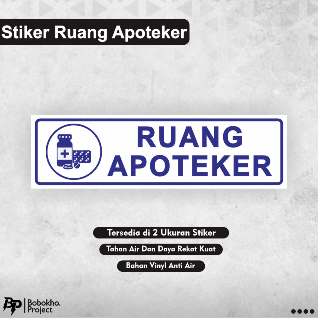 

Stiker Ruang Apoteker / Stiker Apotek / Apotik / Stiker Obat / Stiker Klinik / Stiker Puskesmas