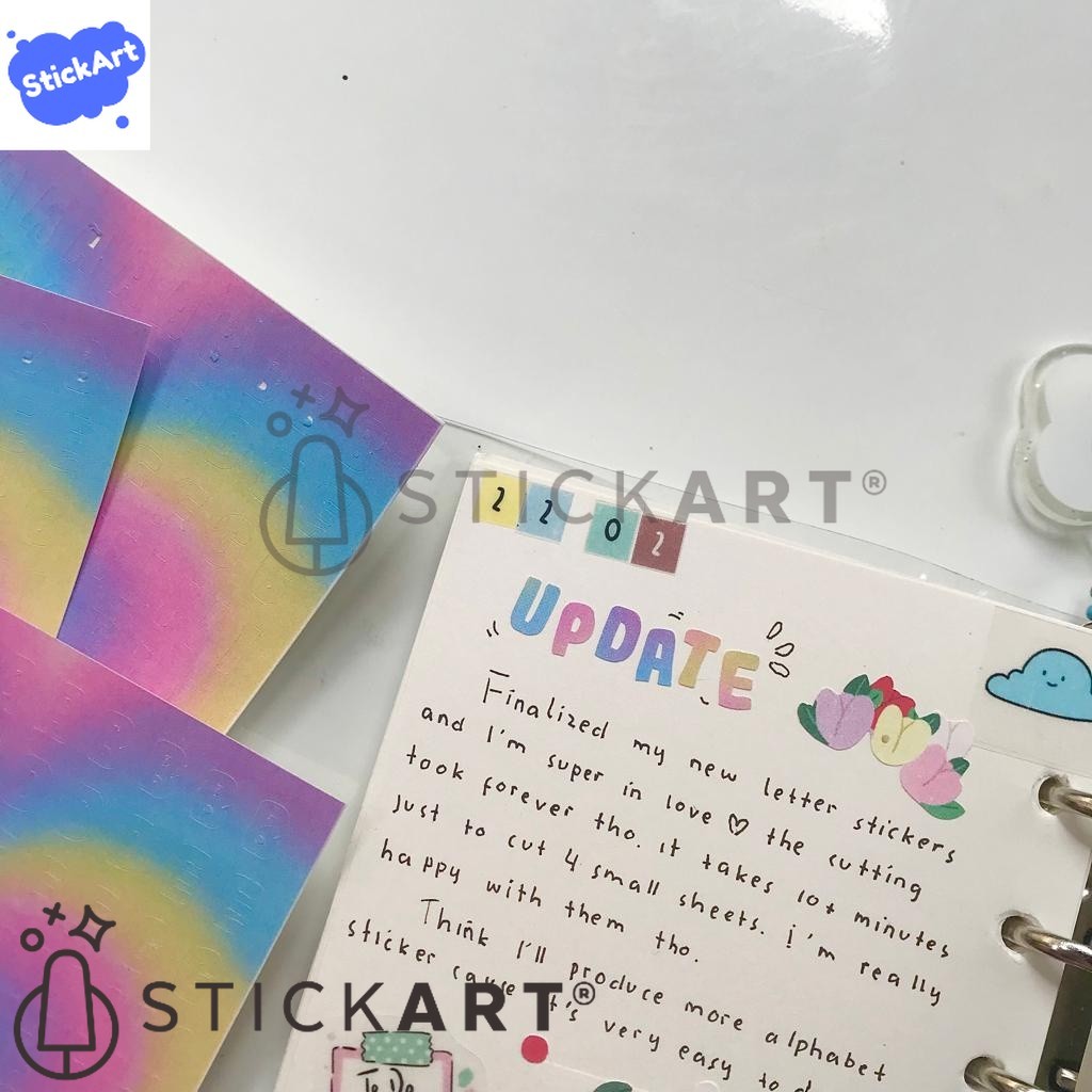 

[STICKART] Gradient Alphabet Sticker Sheet Vinyl Matte Doff BAHAN DAN KWALITAS PREMIUM
