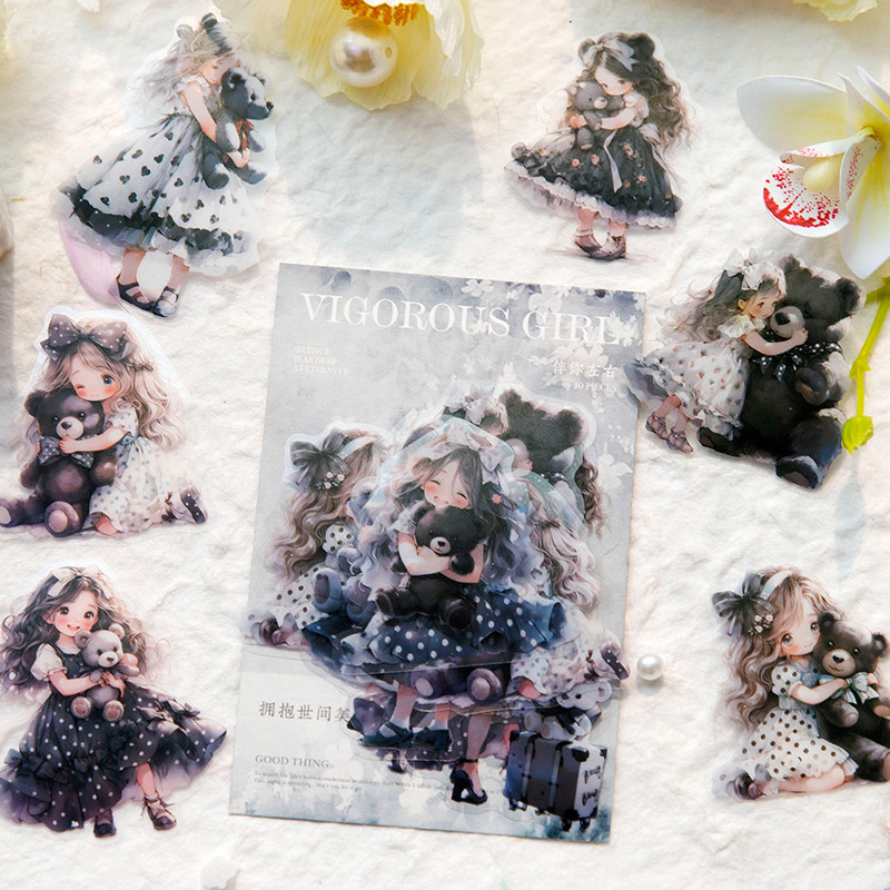 

Mr. Paper 6 Style 10 Pcs/pack PET Texture Cute Girl Theme Material Stickers DIY Cup Glass Dairy Notepad Phone Case