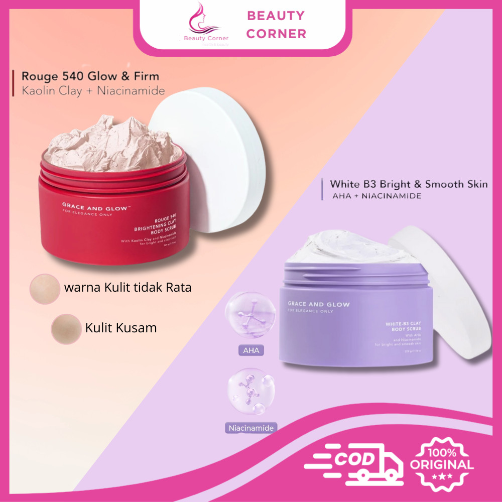 Grace and Glow Rouge 540 Brightening Clay & White B3 Clay Body Scrub - 220gr
