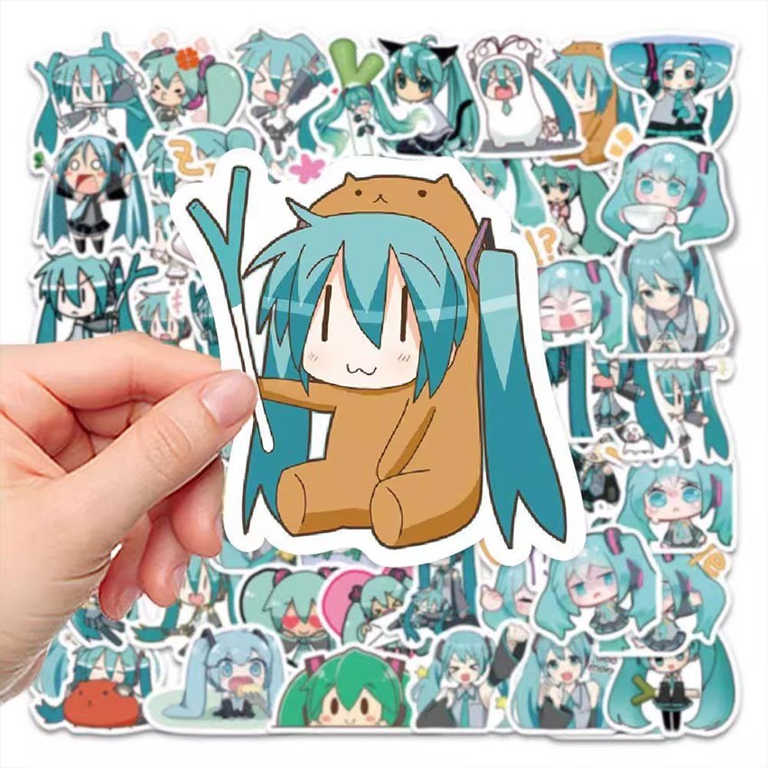 Stiker Kartun Hatsune Miku Vocaloid Paper Vinyl Waterproof Sticker Aesthetic Buku Journal Koper