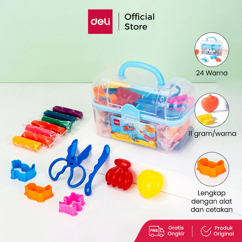 Deli Playdough Kit Set 24 Warna Lilin Mainan Edukasi Anak  67825X