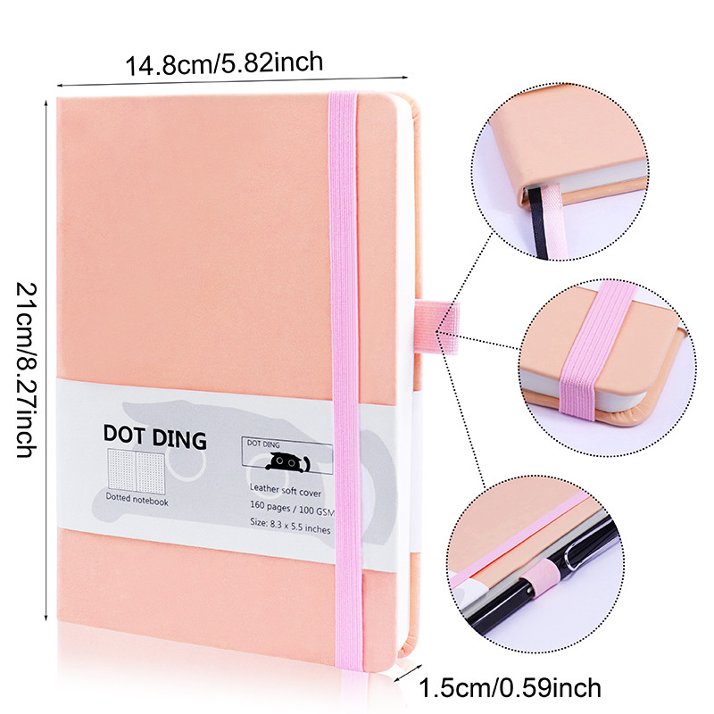 

Dotted Bullet Notebook A5 100 GSM Journal Hardcover 160 Pages Ivory white paper Scrapbook Planner Agenda Stationery