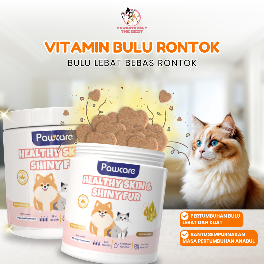 Vitamin Bulu Kucing Rontok - Vitamin Pelebat Bulu Kucing - Vitamin Kucing Adult & Kitten - Pawcare