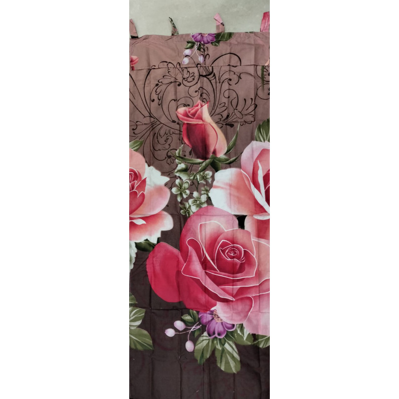 HOKICHAN [ JENDELA ] GORDEN TALI JENDELA + PONI MOTIF BUNGA MAWAR MERAH COKLAT