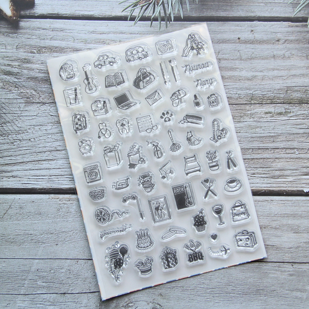 

KLJUYP Daily Life stamp Transparent Clear Silicone Stamps for DIY Scrapbooking/Card Making/Kids Crafts Decoration Supplies