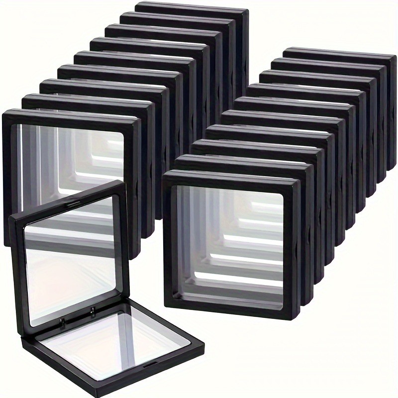 

10pcs Plastic Dust-proof Jewelry Packaging Transparent Suspended Storage Boxes Storing Jewelry 3D Suspended Display Boxess