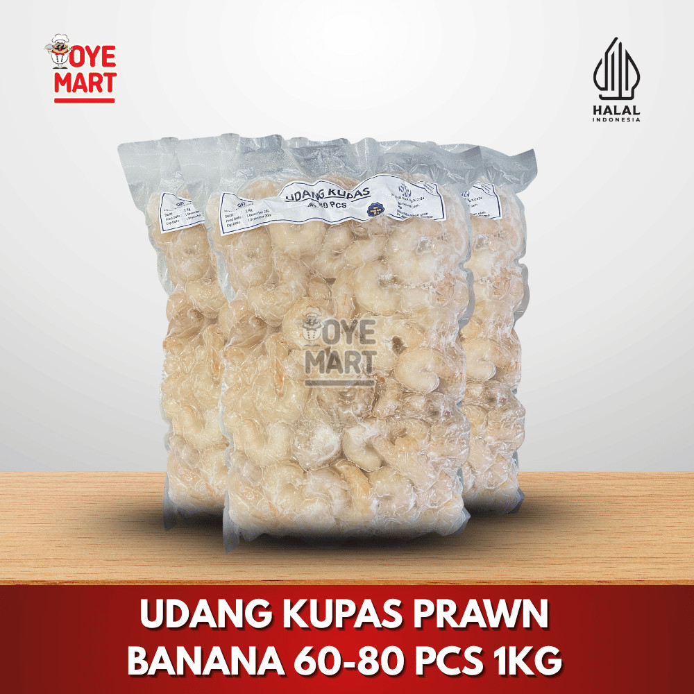 

UDANG KUPAS PRAWN BANANA 60-80 PCS 1KG /UDANG MASAK BEKU CURAH FROZEN