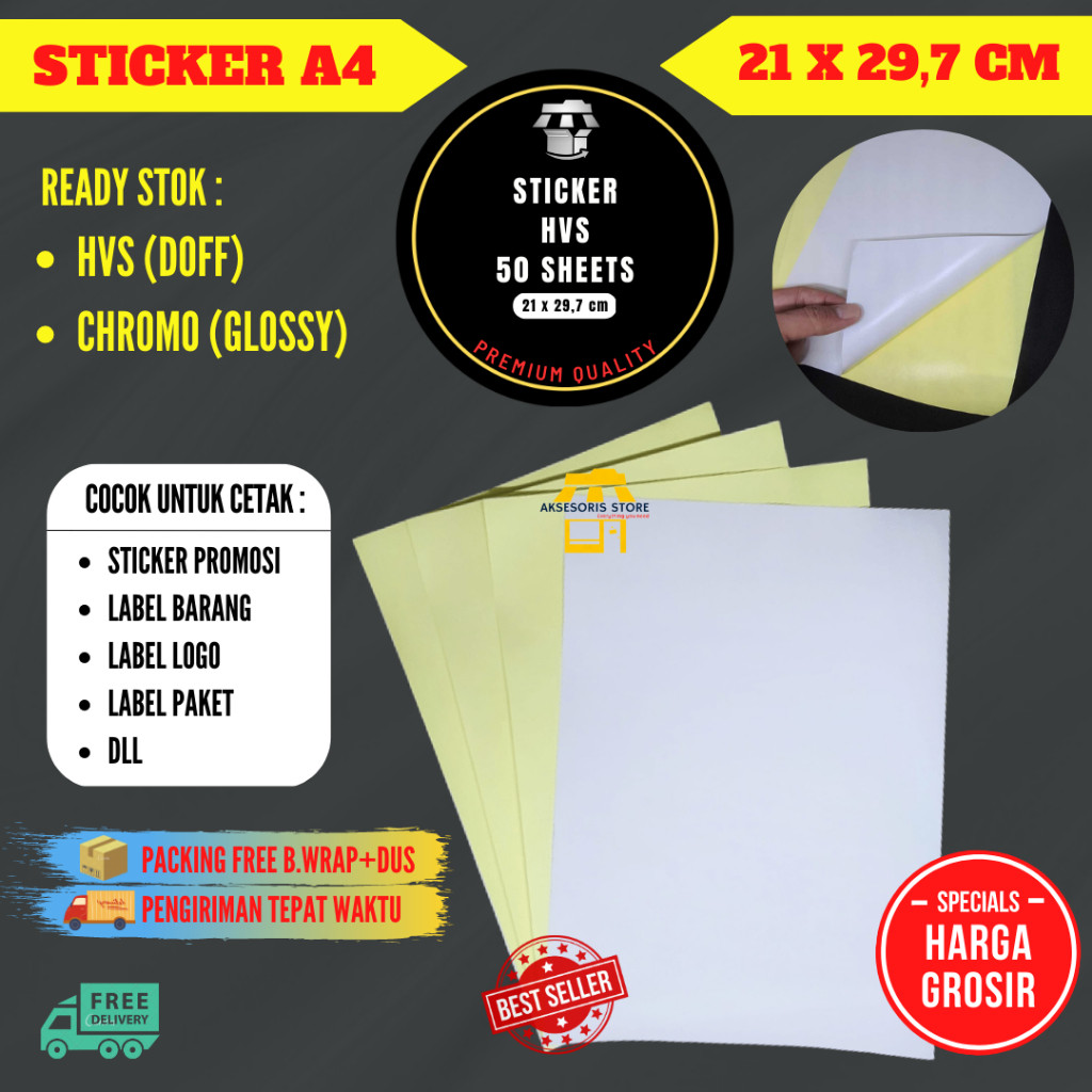 

COD STIKER LABEL A4 ISI 50 LEMBAR / KERTAS STICKER UKURAN A4 SALE