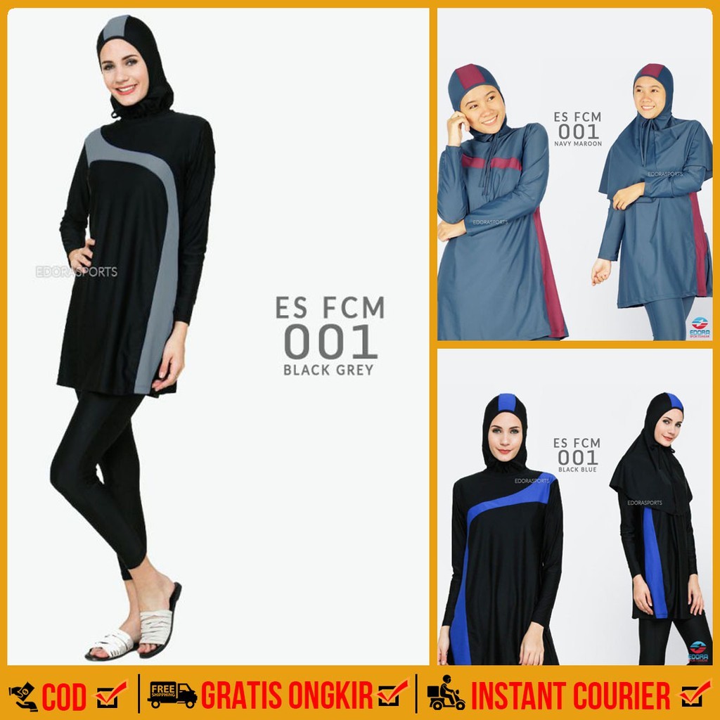 BAJU RENANG MUSLIMAH EDORA ES FCM 001 / PAKAIAN RENANG WANITA / PAKAIAN SPORT MUSLIMAH