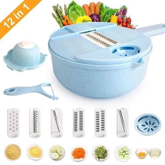(12in1) Alat Pemotong Sayuran Kentang Multifungsi Pengiris Parutan - Hijau