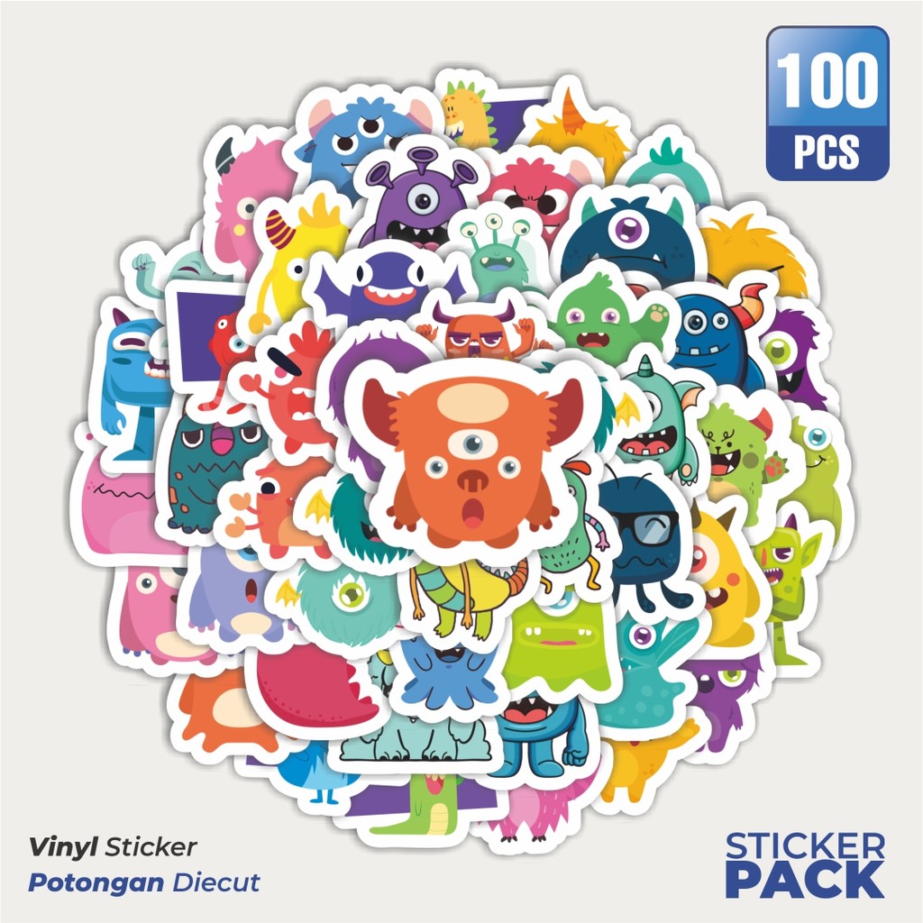 

Stiker Vinyl Stiker Kartun Monster Lucu Stiker Waterproof Aesthetic- Untuk Laptop, Motor, dan Helm - Paper Stationery Pack