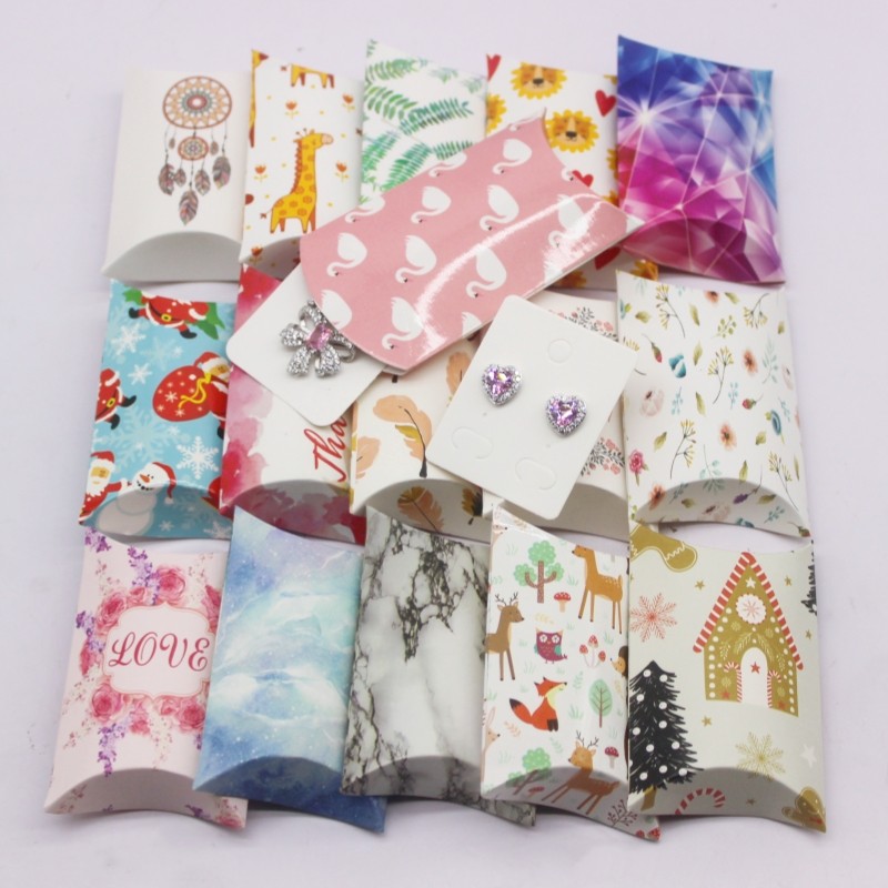 

10 pcs 8x5.5x2cm large DIY handmade pillow box with windows, white/leather happy gift packaging box, g