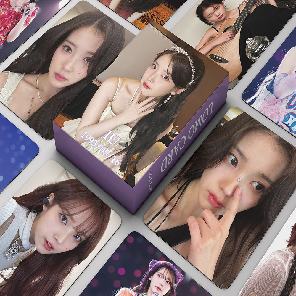 55PCS/  Kpop IU The Golden Hour lomo card HD Photo fan collection lilac Lee Ji Eun idol card album g