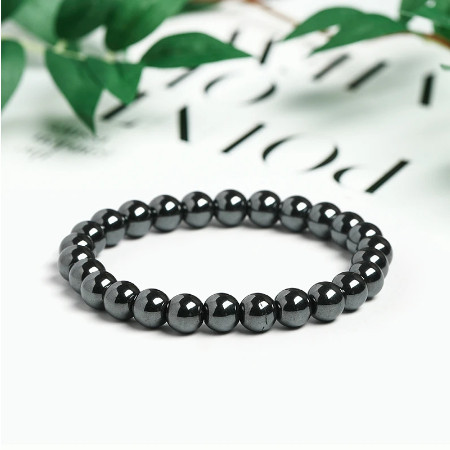 Gelang batu giok hitam tali karet/ gelang batu giok hitam 6mm lokal
