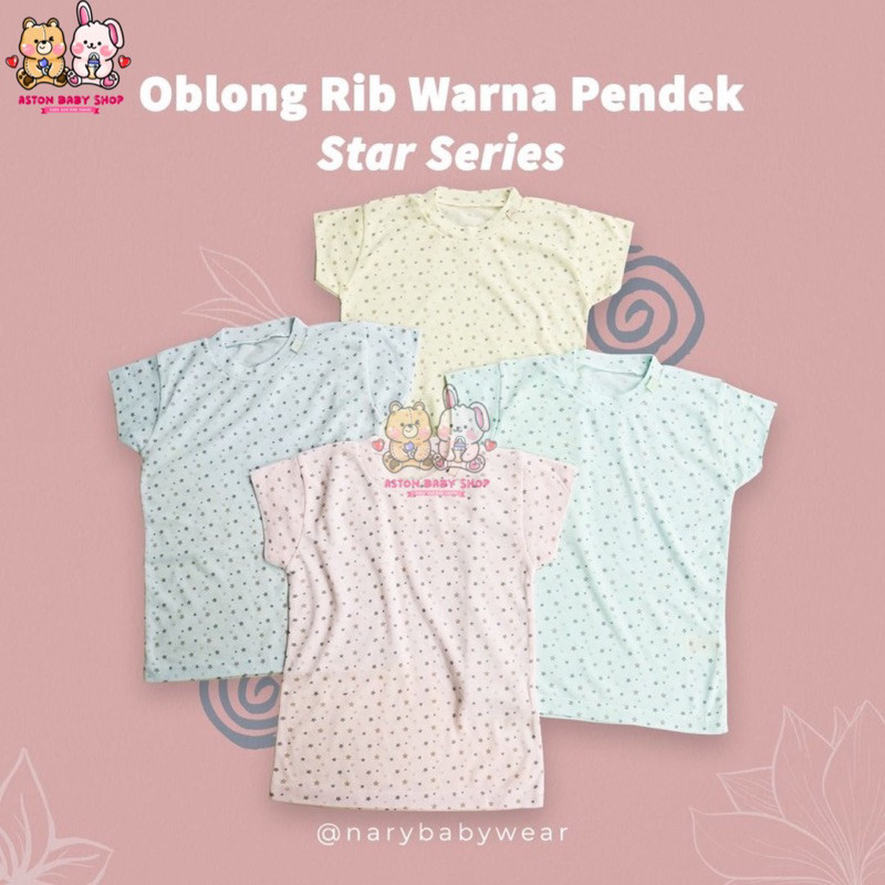 Nary Oblong Tipis Print Motif Star Oblong Lengan Pendek Baju Rumah Bayu Anak