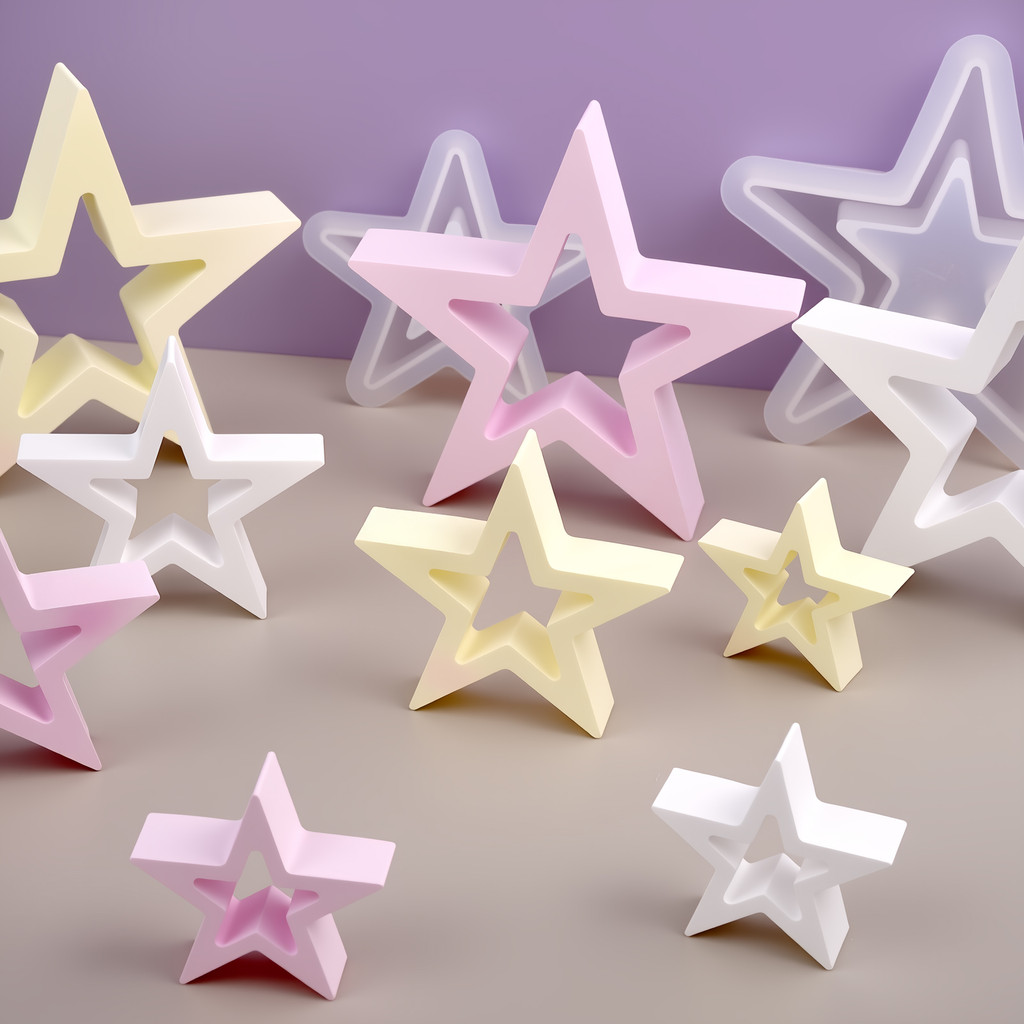 

Concrete Gypsum Hollow Pentagram Silicone Mold Five-Pointed Star DIY Home Desktop Decoration DIY Plaster Resin Casting Mould