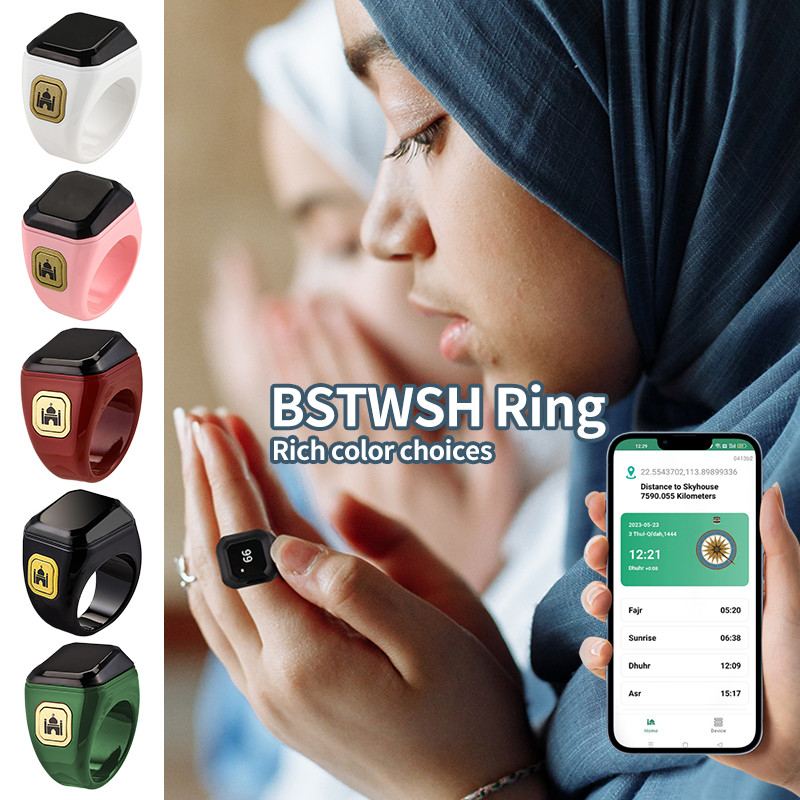 Cincin Tasbih Zikr Ring LED Display Muslim Smart Ring Penghitung Doa Elektronik Bluetooth Ring