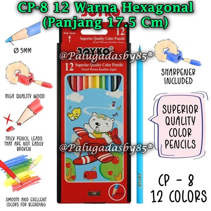 

(1 Set) GROSIR Pensil Warna JOYKO CP-8 12W / Color Pencil Pensil Warna Joyko CP-8 12 Warna