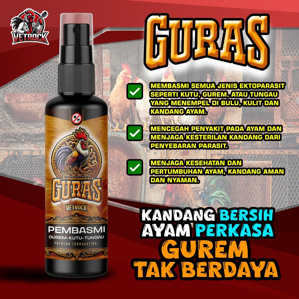 GURAS 100ML - OBAT SEMPROT GUREM AYAM BURUNG KUTU JAMUR UNGGAS BEBEK GIMCA