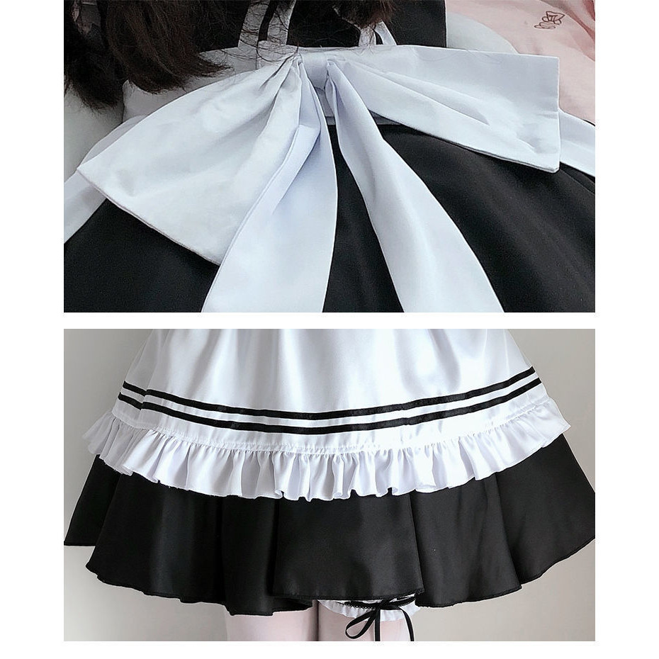 Black White Lolita Maid Costume Cosplay Costumes Cute Dress Sexy Fren  Apron Uniform Cafe Maid Party