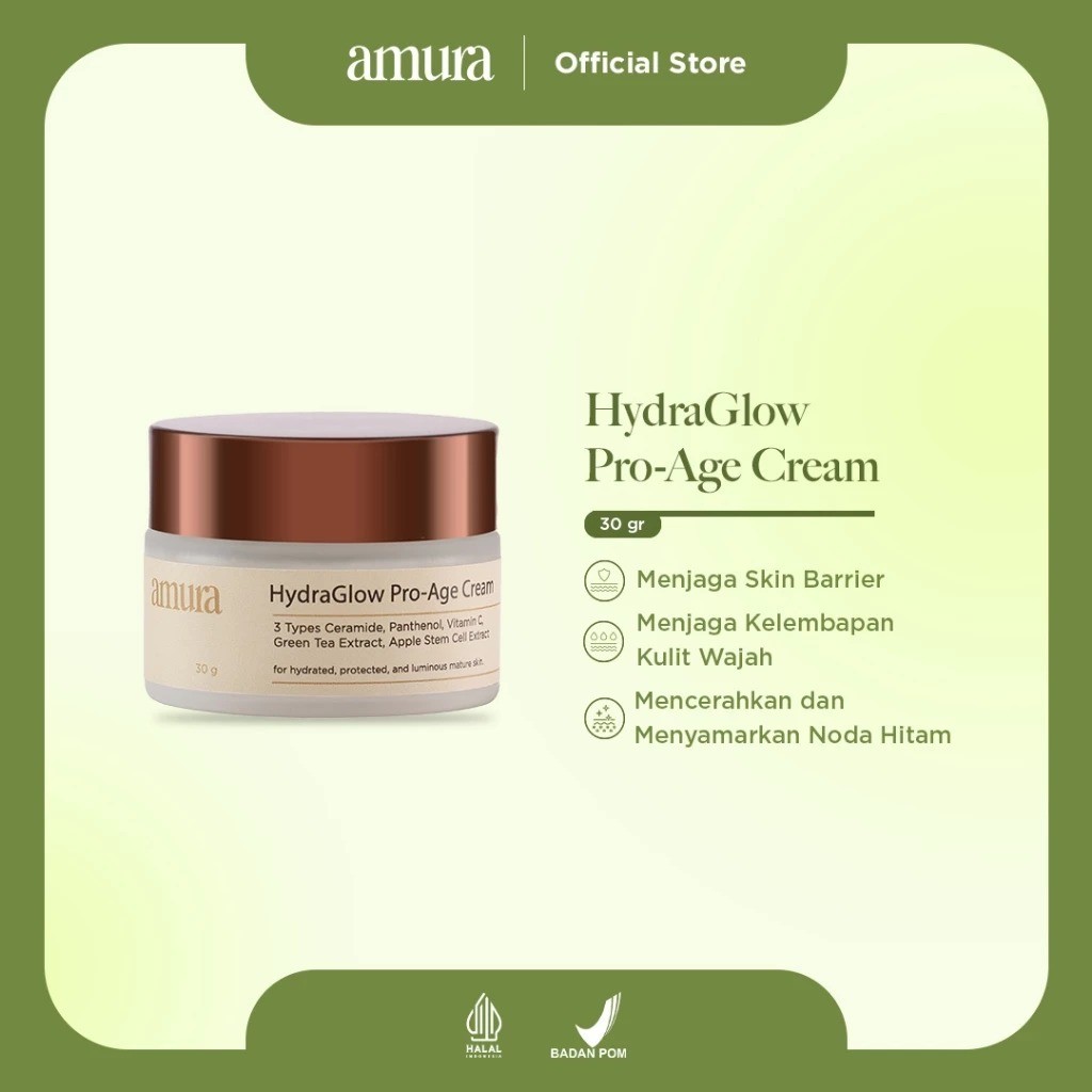 Amura Day Cream Pro Age HydraGlow Cream Pagi 3X Ceramide Perbaiki Skin Barrier Penghilang Flek Hitam