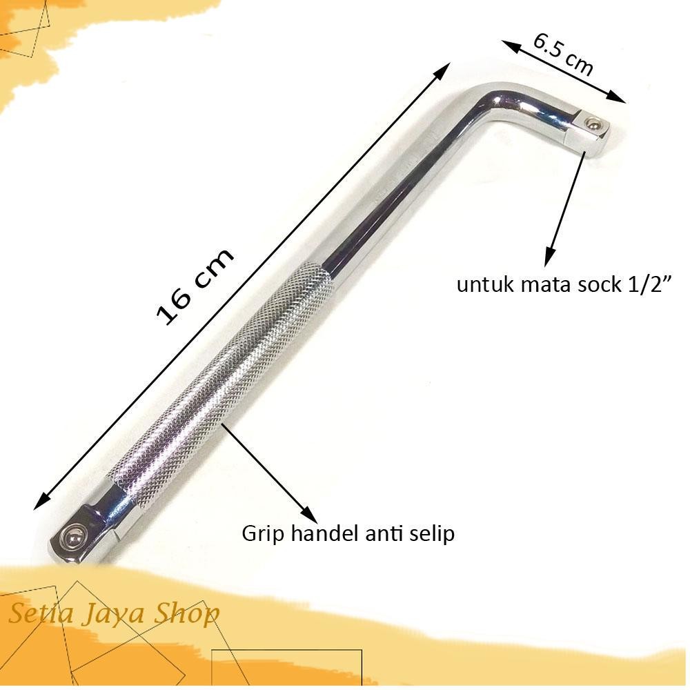 

sambungan kunci shock, kunci l shock, Gagang sock L 1/2 Ichi / Offset Handle 1/2" X 10" / Gagang Sok L Mata Sock 1/2" / Gagang Kunci Mata Socke
