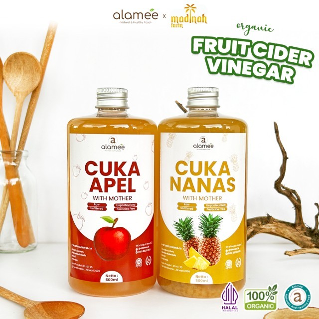 

ALAMEE Cuka Apel Nanas Original Vinegar With Mother Premium Organik Pine Apple Cider Vinegar madinah
