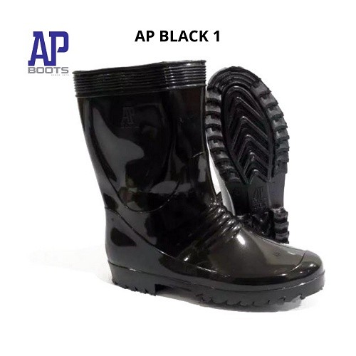 WELSERRSHOP  AP BOOTS HITAM 1 - AP BLACK I 25-28 -AP BLACK 1 - SEPATU BOOT PENDEK KARET - SEPATU BOO