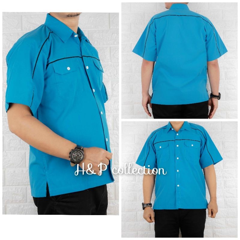 FREE ONGKIR Rc Kemeja Seragam Kerja Biru, Kemeja Seragam Kerja Navy, Kemeja Seragam Kerja Merah, Kem