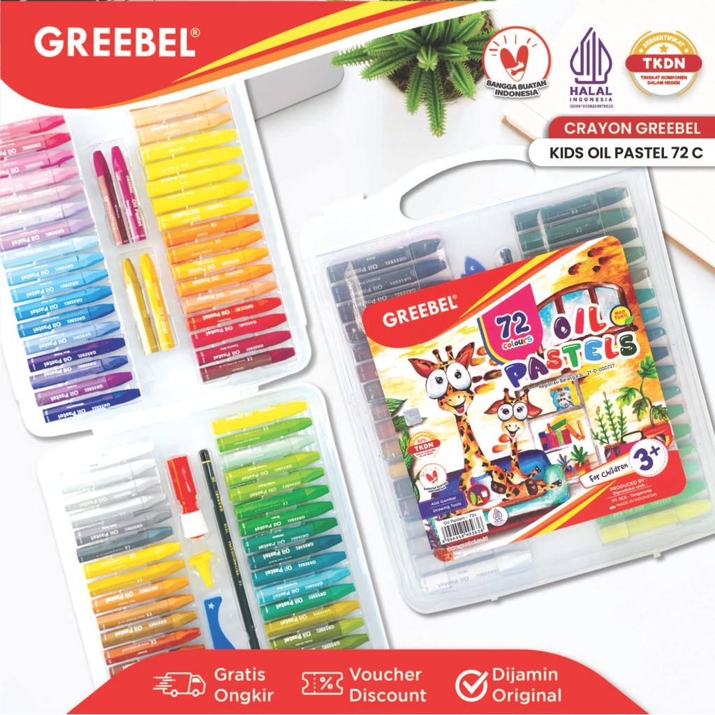

GREEBEL Crayon Krayon 72 Warna KIDS Oil Pastel / Crayon 72 Warna (KOP72)