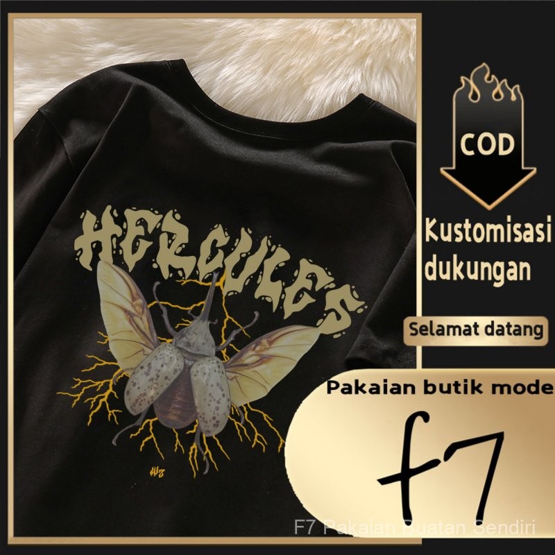 F3  Oversize Tshirt Kumbang Hercules Kaos Distro Pria & Wanita Atasan lengan pendek streetwear boy &