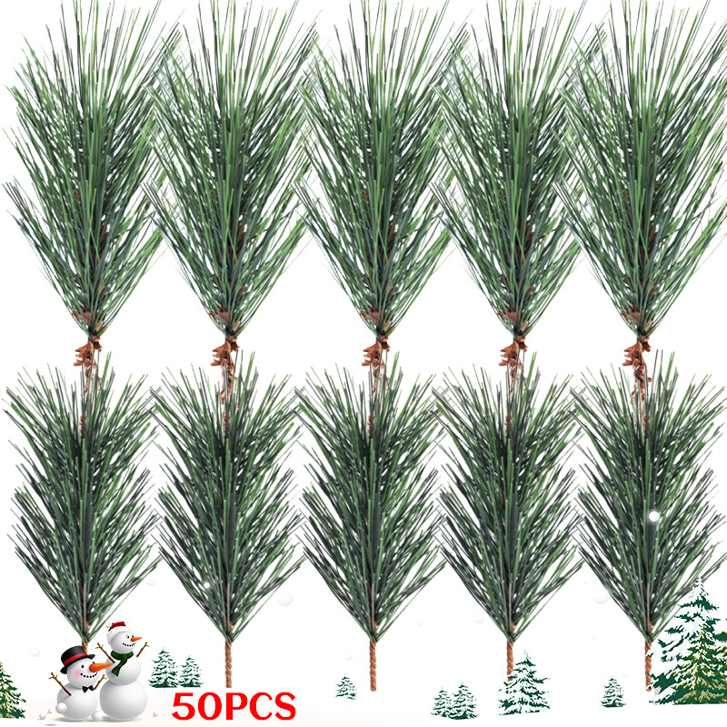 

50/10PCS Artificial Pine Needles Branches Fake Plants Bouquet Christmas Tree Wedding Decor DIY Garland Desktop Room Supplies