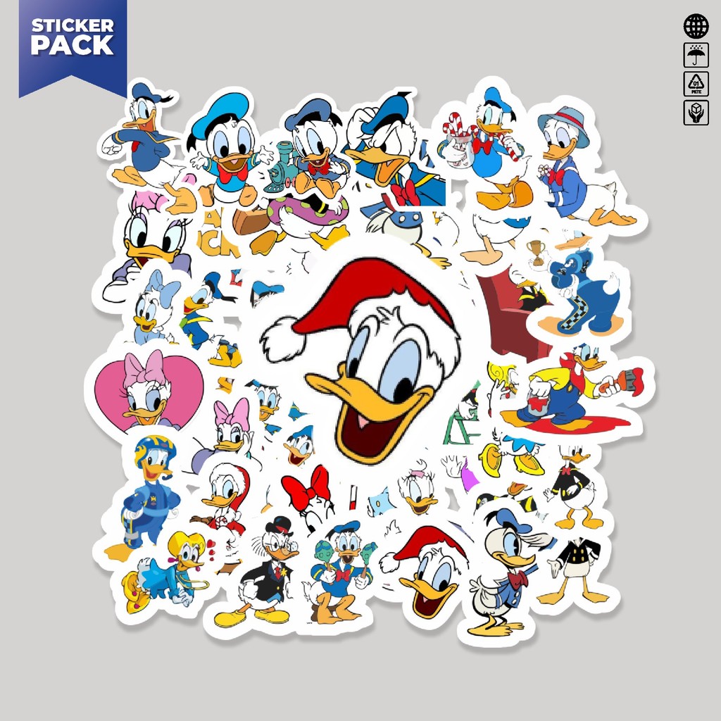 

[100PCS]Stiker Pack Stiker Kartun Donal Duck atau Donal Bebek Aesthetic Vinyl Anti Air Dekorasi Sticker Laptop Buku Journal Koper Helm Casing HP Gitar Helm Skateboard