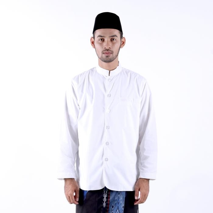 Ready Baju Koko BHS Classic Habaib Motif Amir Warna Putih - L