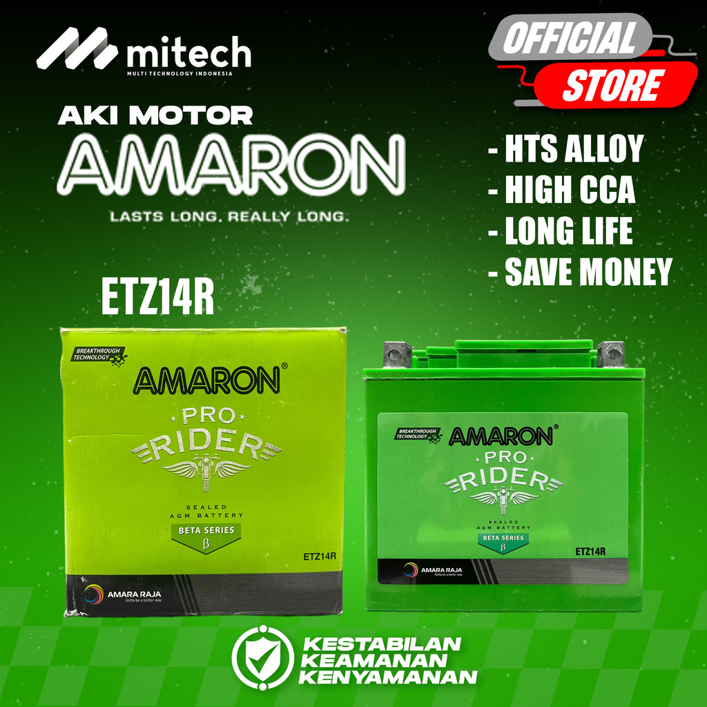 Amaron Aki Vespa GTS 250 / 300 ETZ14R / YTX14 - Aki Kering 12V / 12Ah