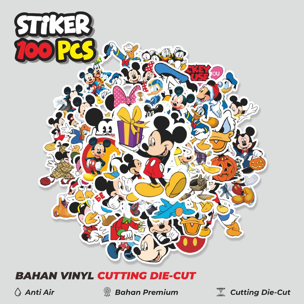 

Terbaru! 50 pcs Stiker Kartun Mickey Mouse & Donald Duck Dekorasi Lucu Kreatif untuk Notebook, Skateboard, HP