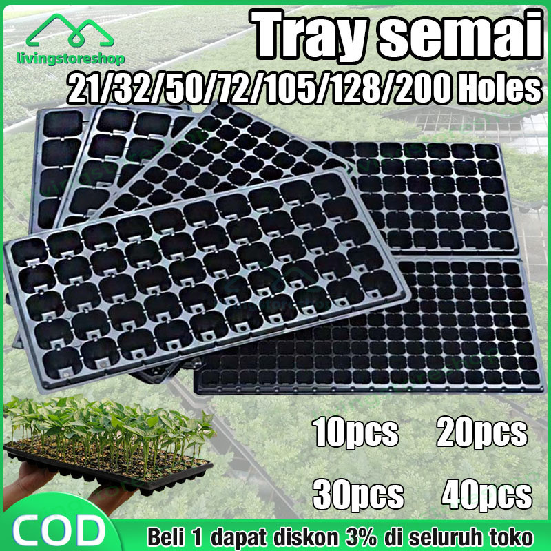Tray Semai 50 105 128 Lubang 10-40pcs Potray 0.8mm Seedling Tray Dulang Benih Berkualitas Tinggi