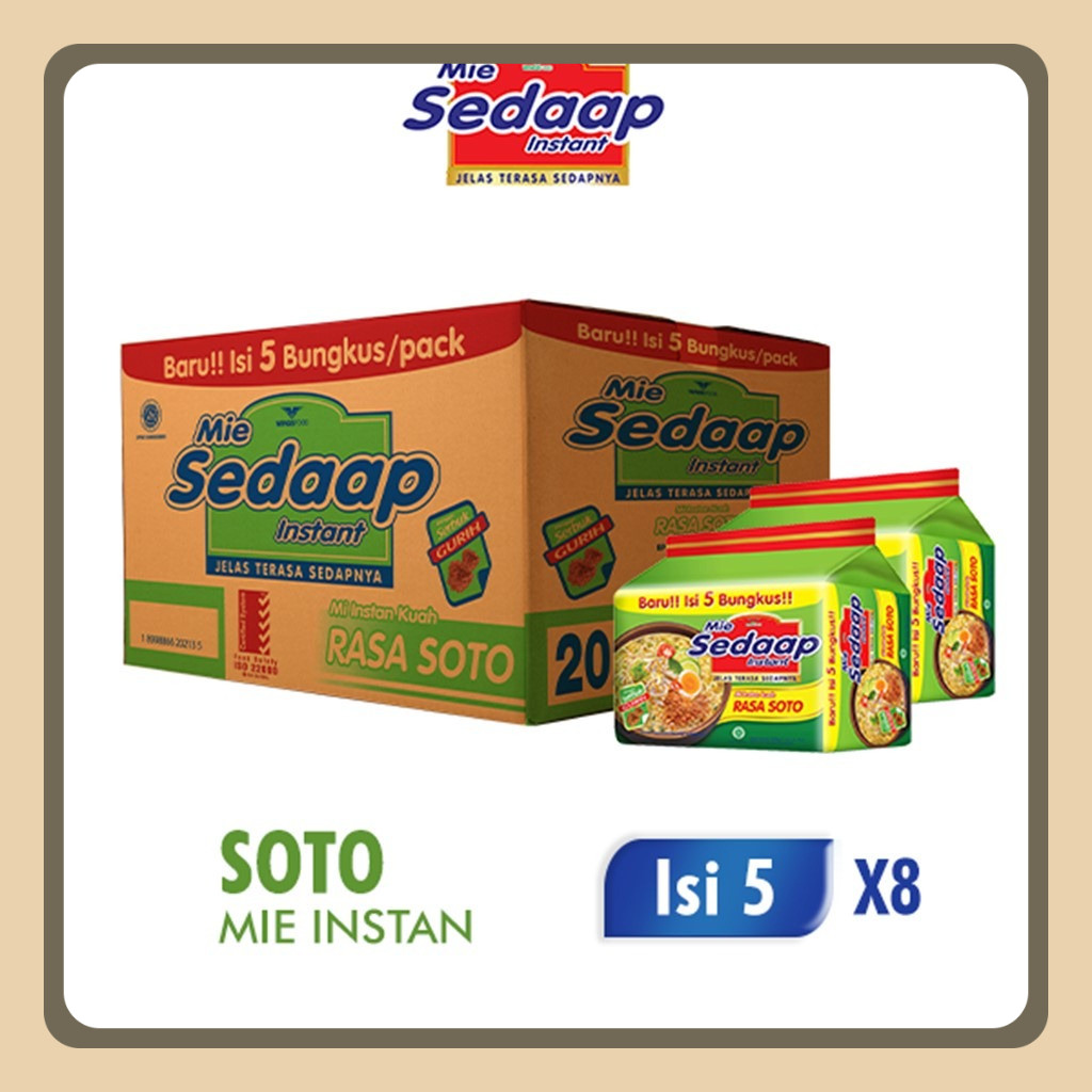 

Mie Sedaap Soto 75gr isi 5 x 8 pack (1 box)