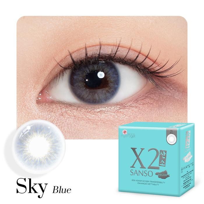 New X2 Sanso Softlens - Varian Sky Blue Soflens Biru - Sky Blue, 0.00